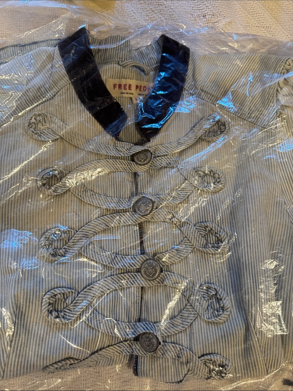 NWT $198 FREE PEOPLE Railroad Stripe Military Jacket! Sz XL - Picture 11 of 11